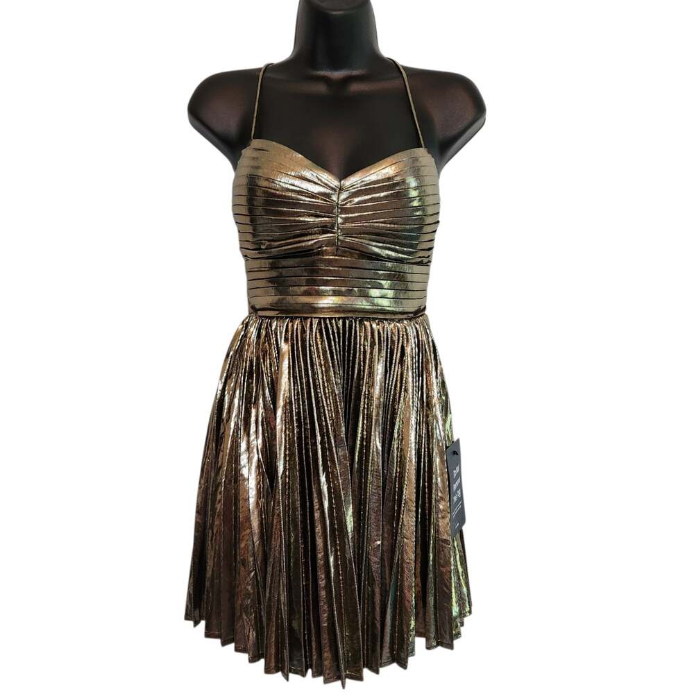 Lulu's Glamorous Choice gold metallic dress size S NEW